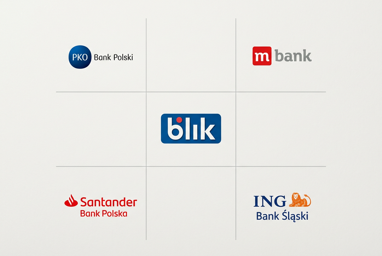 Logotypy polskich banków obsługujących BLIK