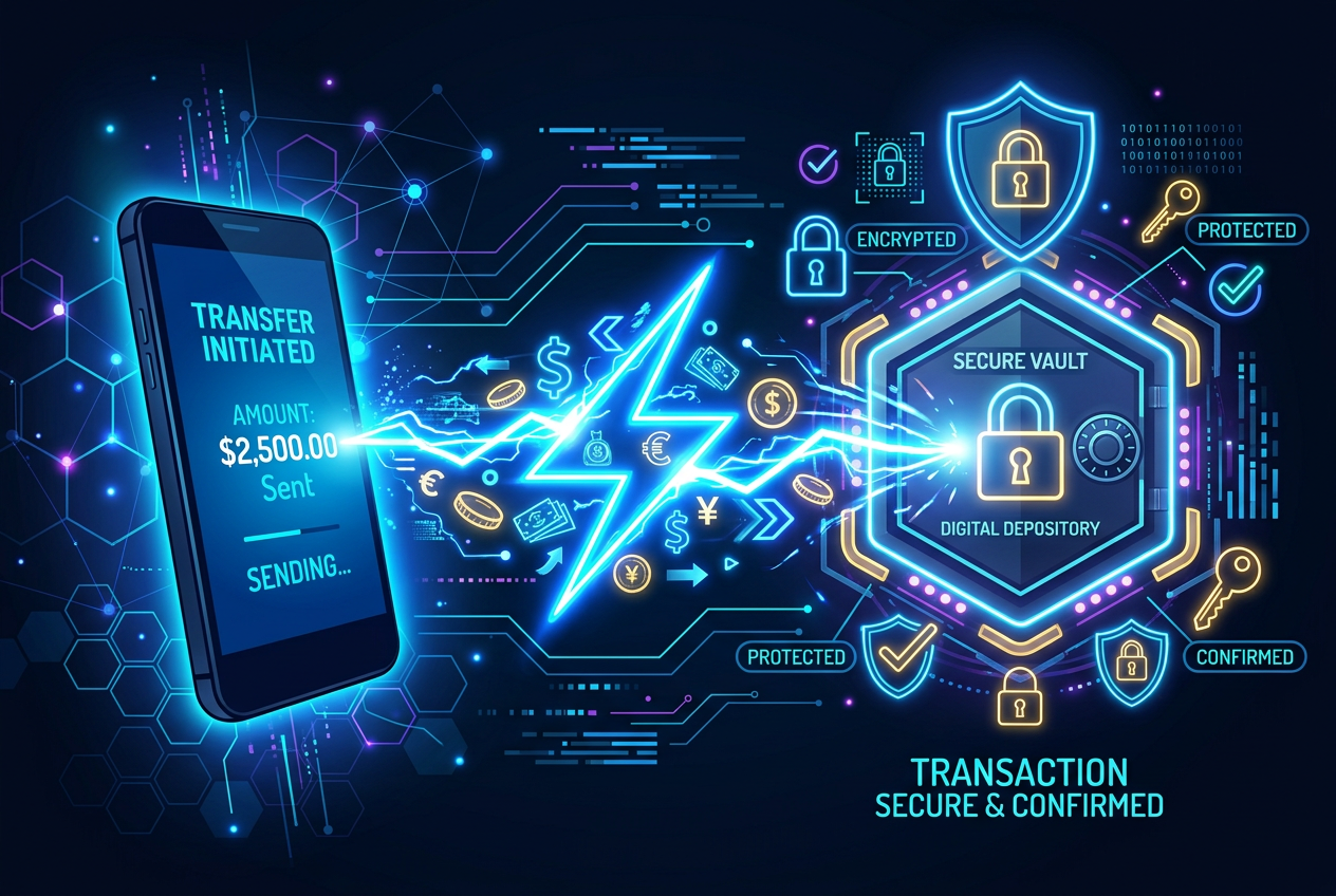 Visual representation of digital payment security and speed in iGaming